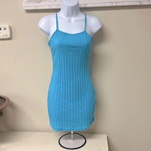 NWOT Blue Ribbed Bodycon Mini Dress